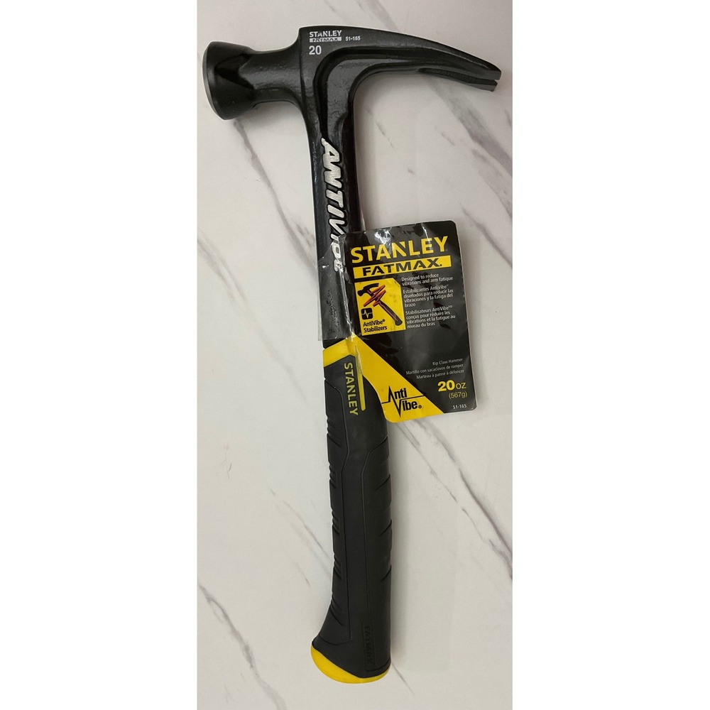 Stanley FatMax Anti-Vibe 20oz Rip Claw Hammer 51-165 Forged Steel Black Yellow
